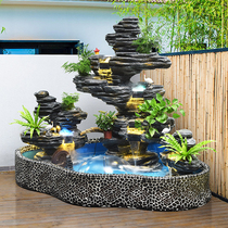 Large Outdoor Fake Mountain Flowing Water Fountain Pendulum Pieces Yard Pool Building View Fish Pool Family Outdoor Garden View Water Pump