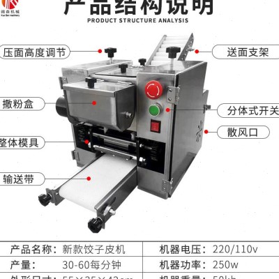 商用饺子皮机全自动包子擀皮机仿手工不锈钢小型混沌烧麦压皮机器 - 图0