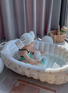 微羽ins韩风可折叠婴儿充气洗浴盆宝宝坐躺家用儿童游泳池防滑洗