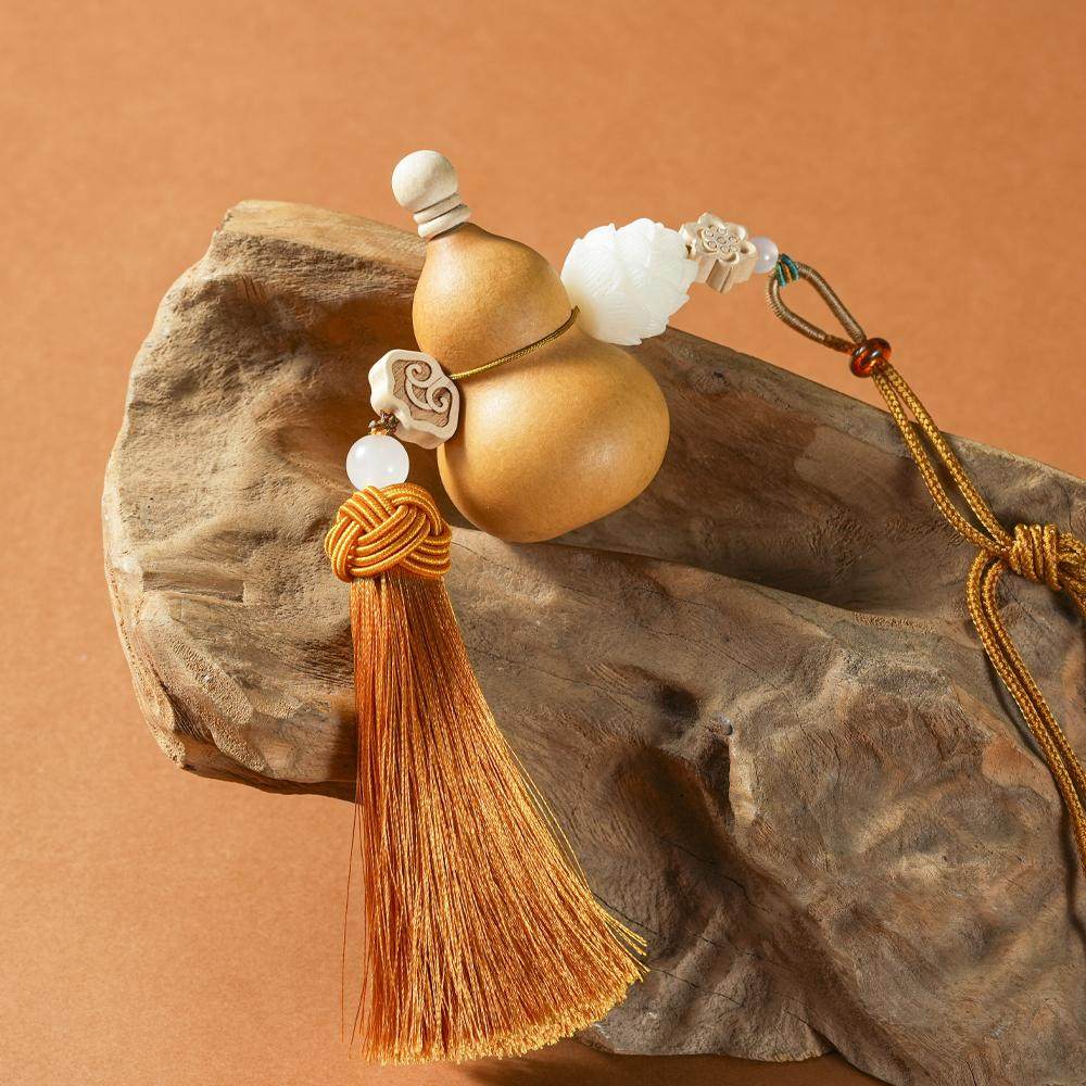 天然葫芦挂件门对门客厅卧室玄关挂饰中式莲花金色长绳汽车装饰品,淘宝优惠券,粉丝福利购,淘宝优惠卷