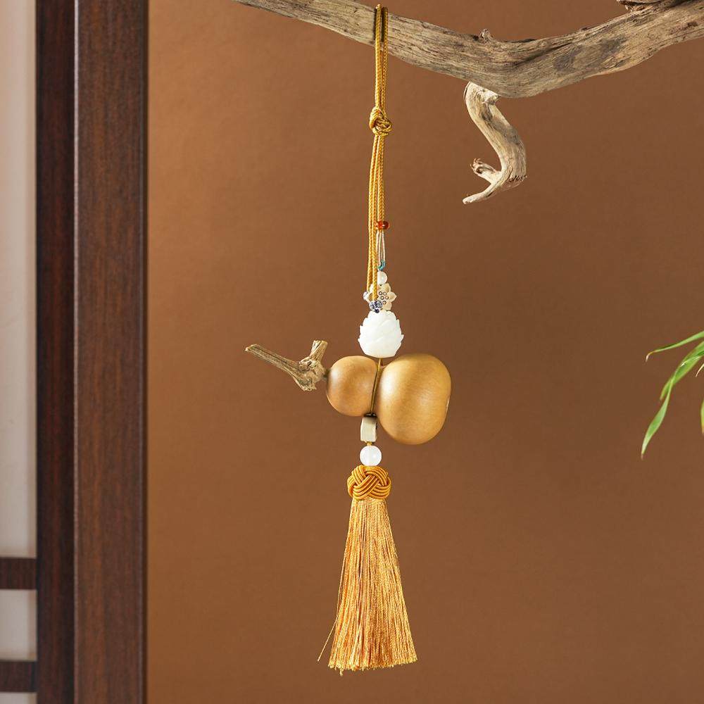 天然葫芦挂件门对门客厅卧室玄关挂饰中式莲花金色长绳汽车装饰品,淘宝优惠券,粉丝福利购,淘宝优惠卷