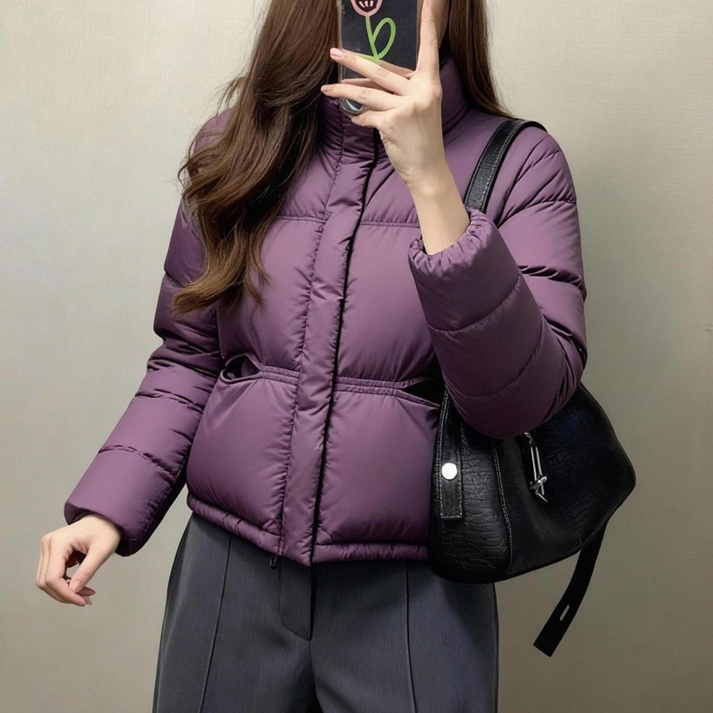 紫色保暖宽松立领短款棉服女款冬季小个子显高超好看夹棉厚外套,淘宝优惠券,粉丝福利购,淘宝优惠卷