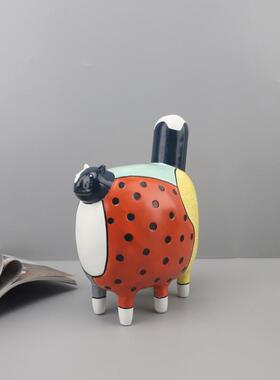 欧件式轻抽象彩色波点猫咪树1073脂摆客厅卧家室奢玄关儿童房居装