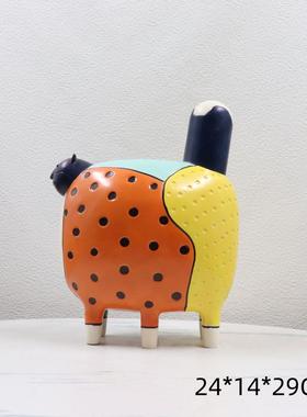 现代极简抽BJ00027彩色波点猫咪摆件装样板间客厅视象柜软电饰品