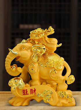大象树脂摆件金色客厅玄关酒柜电视柜装饰品吸水象对象工艺品