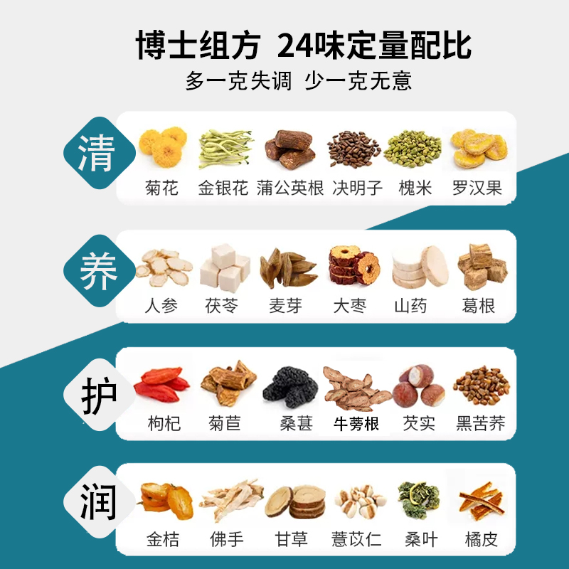 24味人参菊花枸杞决明子茶名目蒲公英养护肝益茶熬夜降火养生茶包