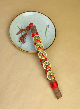 东南桃木五帝钱随身保平安摆件