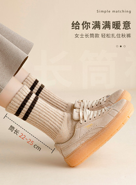 超厚羊毛袜子女秋冬中筒袜