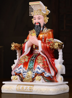 实心汉白玉玉皇大帝王母娘娘神像