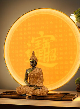 免打孔佛像背景装饰佛龛背景灯