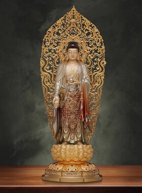 纯铜娑婆三圣佛像站像佛堂供奉