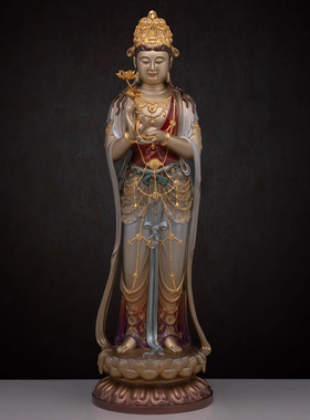 纯铜大势至菩萨佛像西方三圣站像