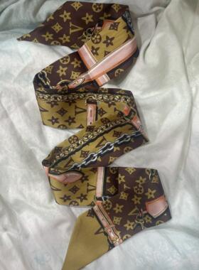 LVΒT老花缠包包小丝巾缠带手柄丝带窄长条绑包包枕头包带飘带女