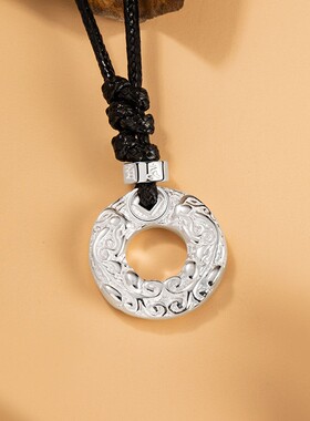 普陀山2026皮丘足银999项链男复古霸气潮牌祥云平安扣项绳送男友