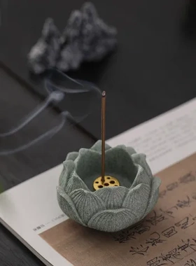 家用青砂室内石香炉香薰炉香插创意装饰摆台摆件办公室沉香盘香