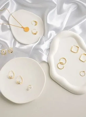 摄影器皿背景网红挂盘项链装饰轻奢陶瓷创意高级拍摄托盘道具ins