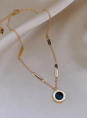 双面高级感项链女小众爆款装饰新款钛钢锁骨链轻奢毛衣设计2023年