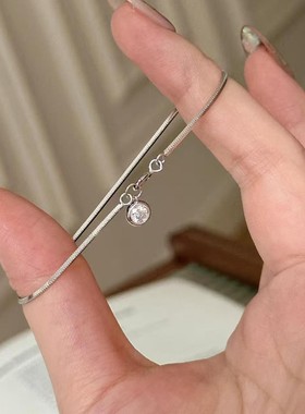 精工925纯银蛇骨链圆钻小泡泡手链高级感夏日简约百搭氛围感手链