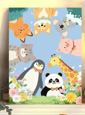 多巴胺萌宠小狗猫咪装饰画ins风治愈系客厅桌柜摆画卧室床头壁画