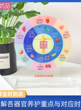 全息养生时刻表亚克力摆件健康作息时间管理美容院场景桌面亚克力