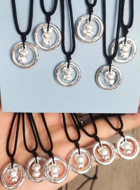 足银999实心平安扣纯银十二生肖3D硬银吊坠本命年成人儿童同款