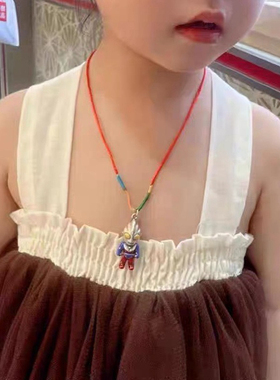 足银999迪迦赛罗奥特曼红绳项链送儿童生日礼物纯银吊坠