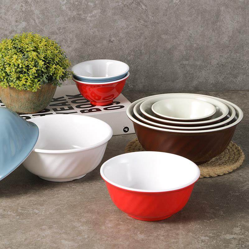 10个装密胺碗双色米饭碗快餐汤碗面碗餐厅塑料粥碗仿瓷小碗商用,淘宝优惠券,粉丝福利购,淘宝优惠卷