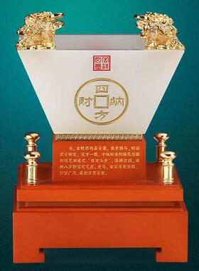 琉璃日进斗金金蟾聚宝盆手工聚财玄关客厅办公桌摆件开业乔迁送礼