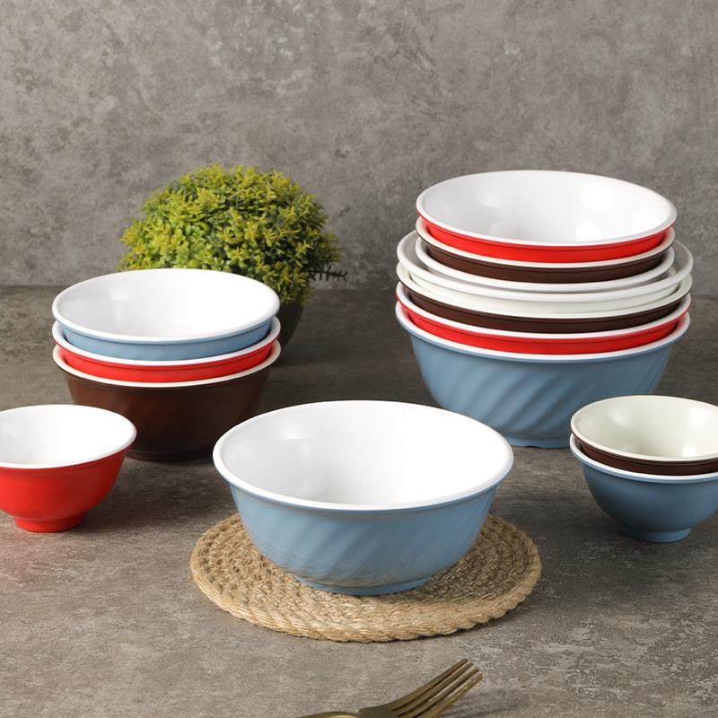 10个装密胺碗双色米饭碗快餐汤碗面碗餐厅塑料粥碗仿瓷小碗商用,淘宝优惠券,粉丝福利购,淘宝优惠卷