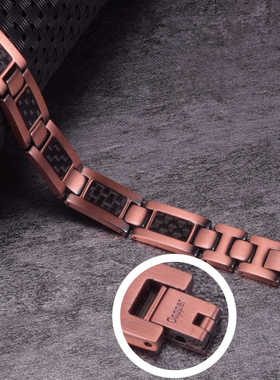 2024新款红铜手链实心铜碳纤维手串复古磁性健康能量手环男生饰品