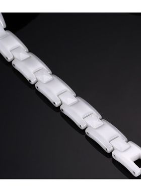 时尚陶瓷情侣手链简约个性白色手环黑胆石能量抗疲劳手串可水洗