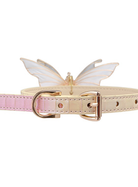 粉色渐变水钻真蛇皮项圈女