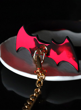 黑色温变金属链条蝙蝠项圈项链