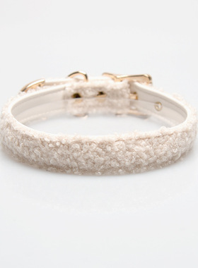 美拉德风奶油绒皮扣项圈