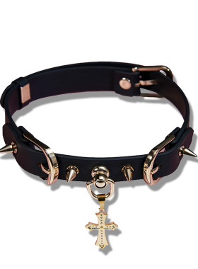 黑皮尖钉猫耳choker项圈酷妹