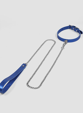 极简风蓝色皮质choker项圈酷感