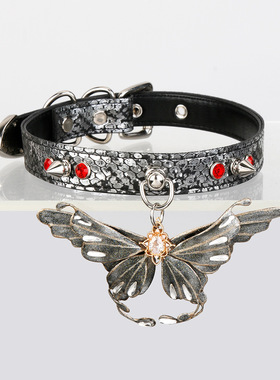 原创水钻蟒蛇纹蝴蝶项圈