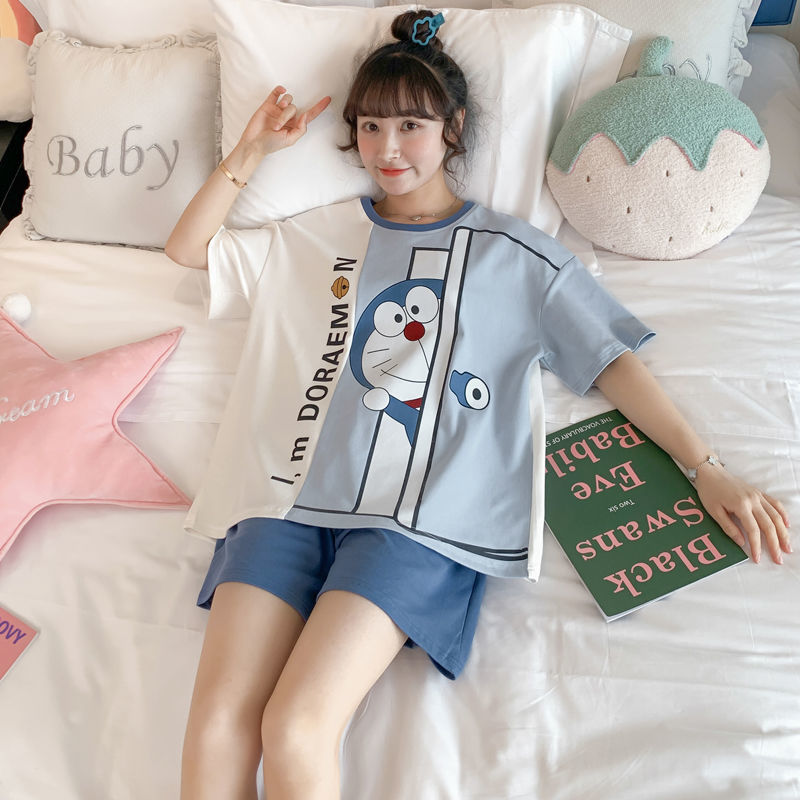 睡衣女夏季棉质短袖宽松甜美可爱卡通春秋天可外穿家居服套装-第4张图片-提都小院