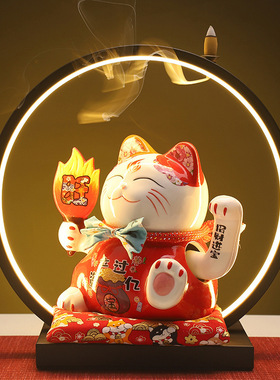 招财猫摆件大号电动摇手收银台家居店铺开业礼品陶瓷摆件自动招手
