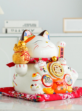 招财猫大号摆件店铺开业电动摇手大号日本陶瓷创意礼品收银台摆件