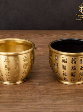 百府缸纯铜米缸饰品吸引聚集大财富黄铜米缸百府铜米缸聚宝盆家居