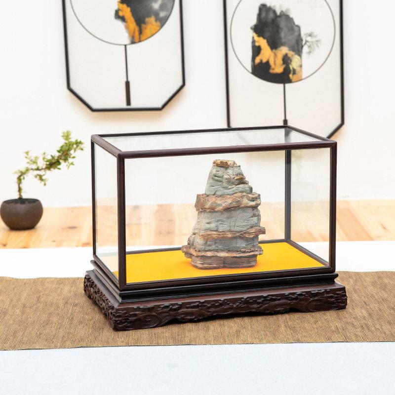 Mahogany, rosewood, bamboo, glass cover, dust cover, Buddha statue ornaments, handicrafts, antique artifacts, treasure cage, can be customized