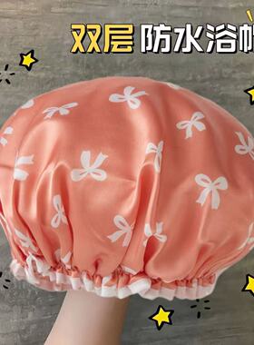 加厚浴帽女家用防水洗澡沐浴帽双层头套帽厨房防油烟帽子发套成人