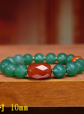 天然回纹珠玛瑙手链单圈藏式文玩佛珠南红玛瑙雪巴面包珠配饰手串