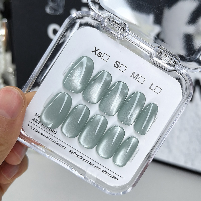 2025短款穿戴美甲冰透蓝手工甲猫眼轻奢款美甲贴片果冻胶显白甲片,淘宝优惠券,粉丝福利购,淘宝优惠卷