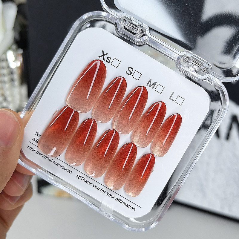 穿戴美甲中长款高级感显白手工甲猫眼冰透粉果冻胶美甲贴片可拆卸,淘宝优惠券,粉丝福利购,淘宝优惠卷