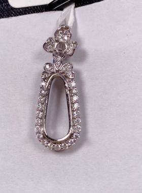 S925银如意豆子吊坠空托镶嵌如意豆子吊坠空托DIY配件