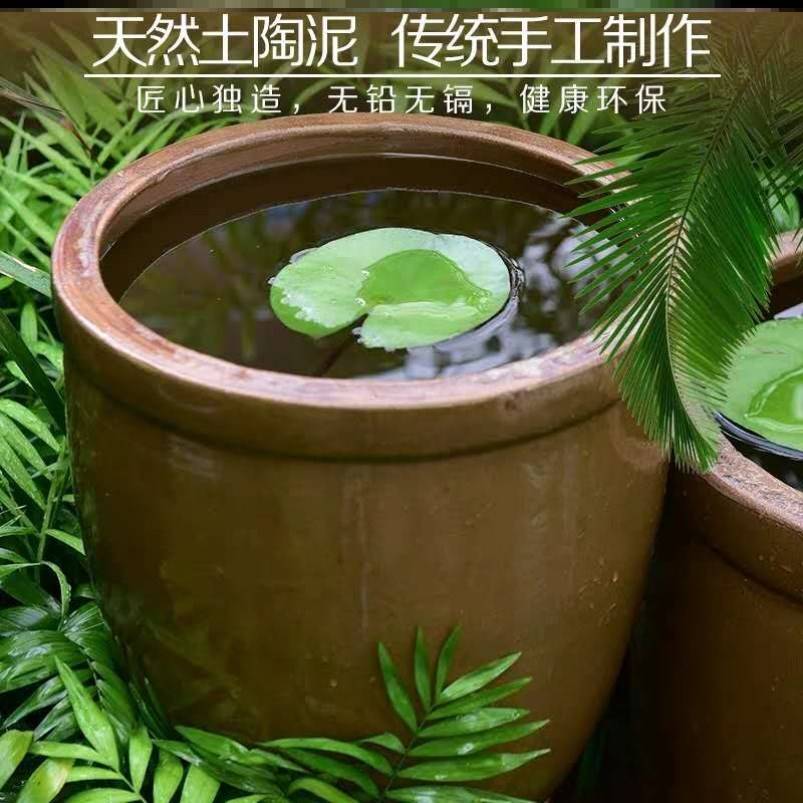 老式土陶盆泥瓦花盆土瓦盆老式土陶罐种树大缸养睡莲的大缸荷花缸 - 图1