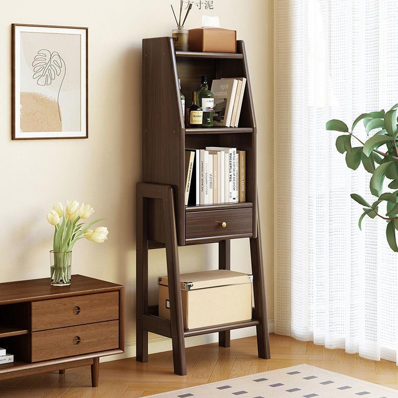 家用小书架置物架落地书柜简约客厅靠墙储物柜电视边柜多层展示柜 - 图0