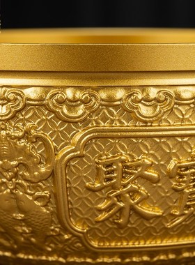 速发纯铜聚用盆摆件全铜碗铜聚财招财进宝麒麟黄存钱罐铜钵碗家宝
